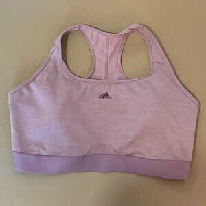 Used Adidas padded sports bra, size L -- keyhole back/racerback (pink/mauve)